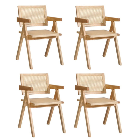 4x/6x Wooden Dining Chairs Rattan Natural