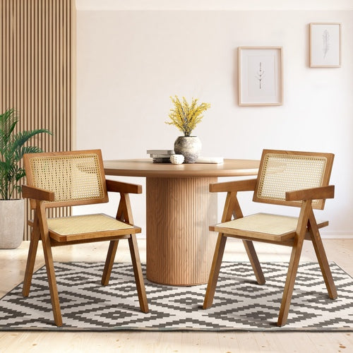 Dining Chairs Rattan Chair Wooden Balck/Walnut