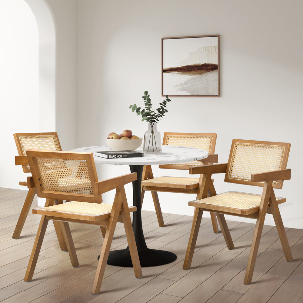 Dining Chairs Rattan Chair Wooden Balck/Walnut