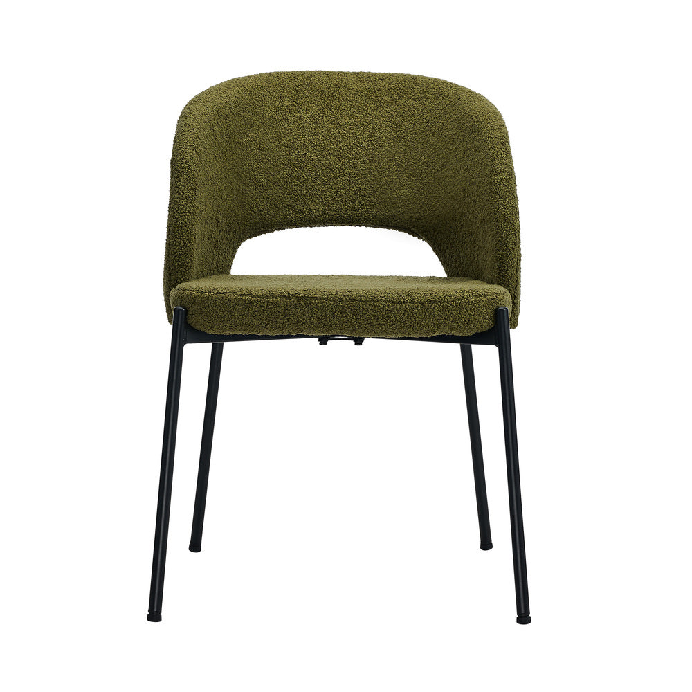 2x Armchair Dining Chair Sherpa Green&Black