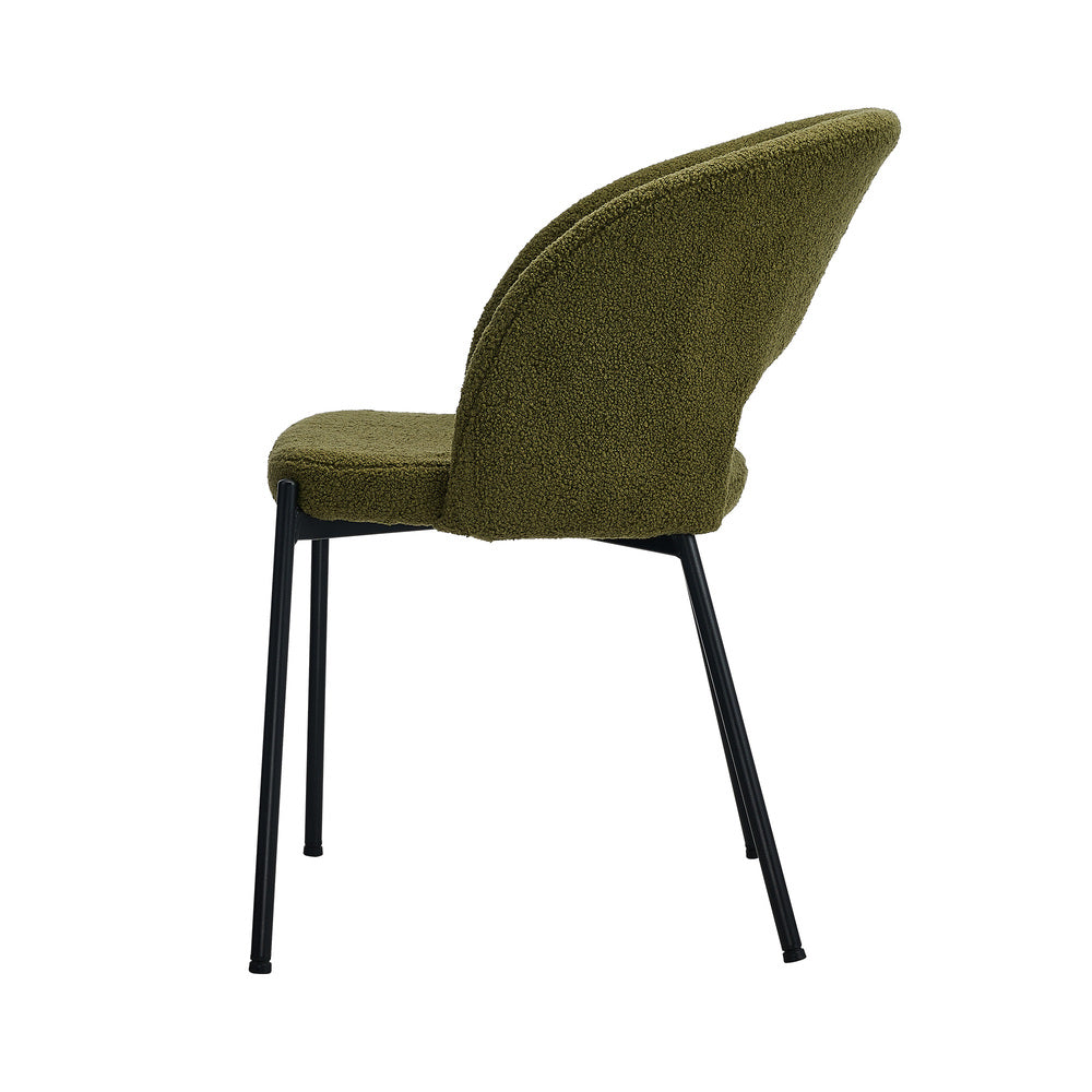 2x Armchair Dining Chair Sherpa Green&Black