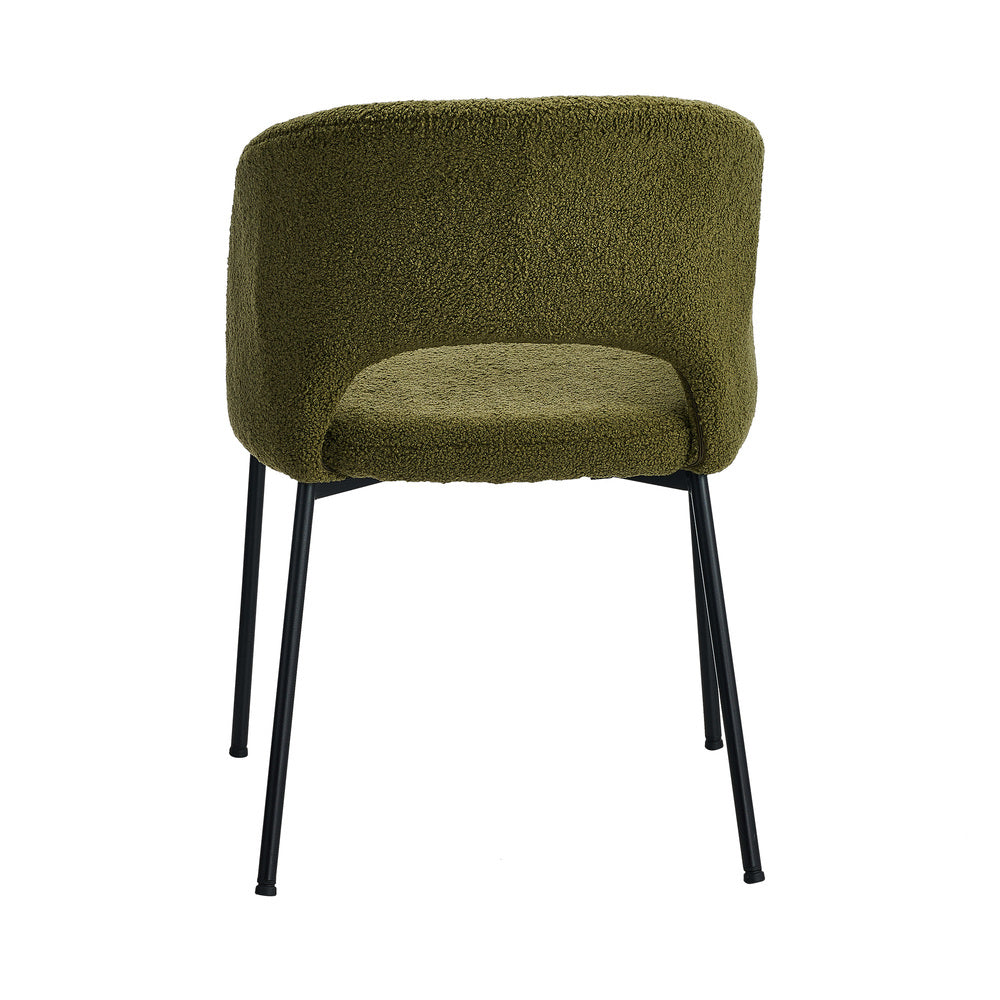 2x Armchair Dining Chair Sherpa Green&Black