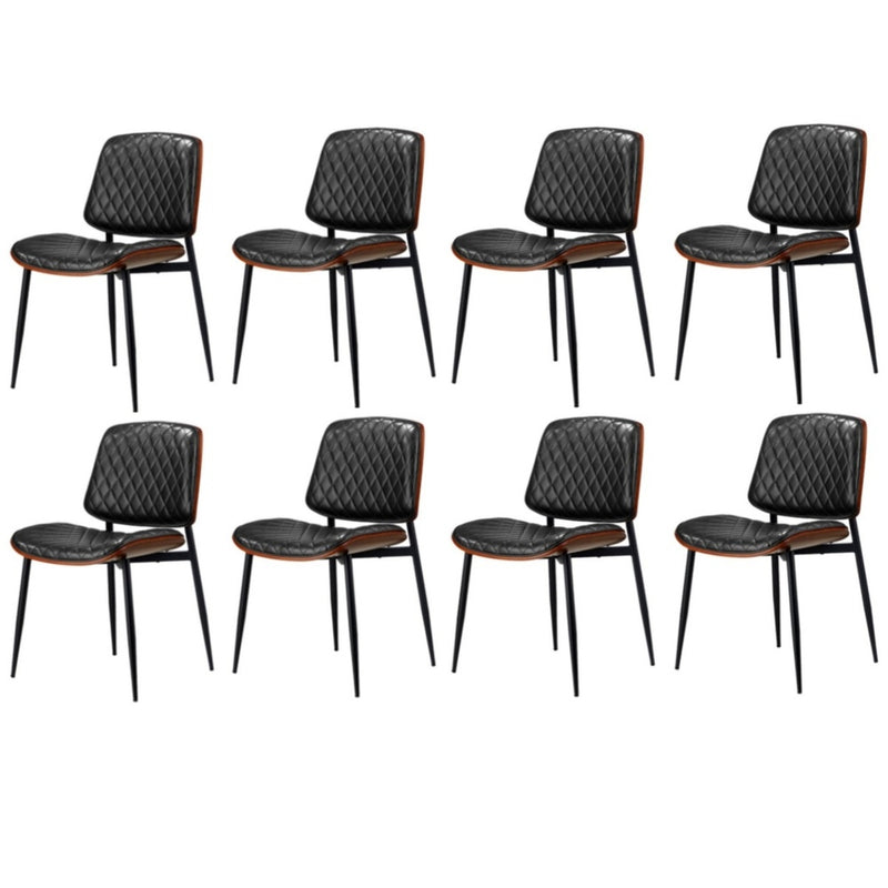8x Dining Chairs Retro PU Leather Solid Wood Metal Leg with Dining Chair - photo 17