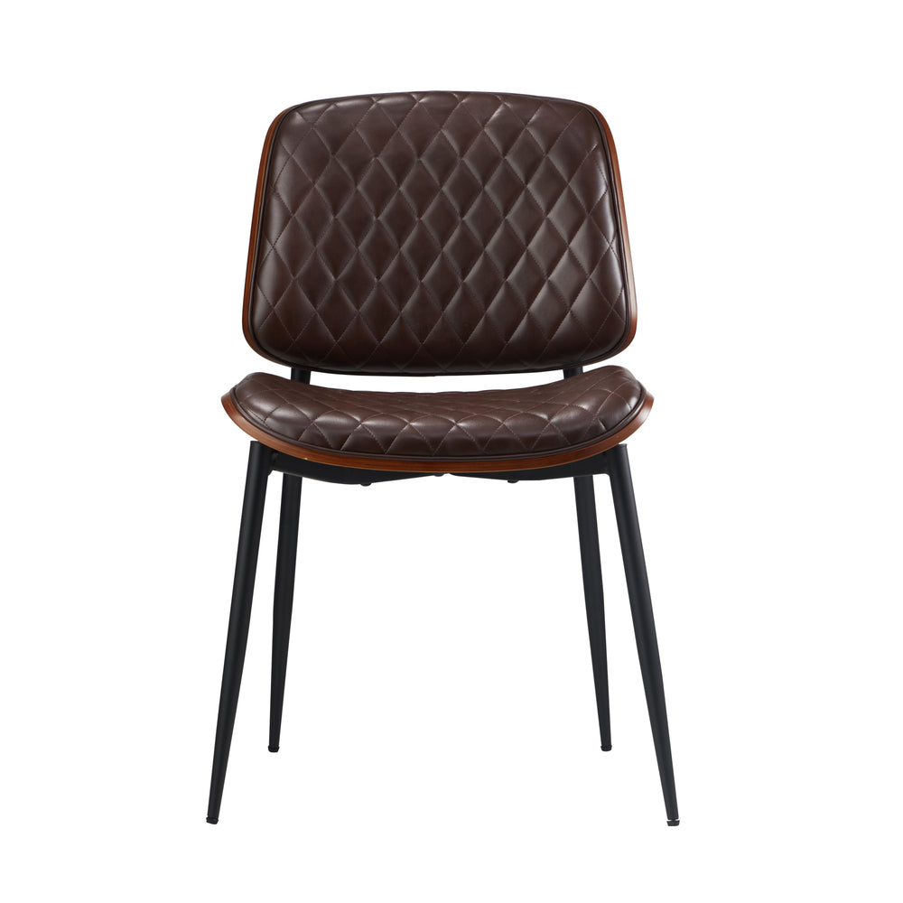 8x Dining Chairs Retro PU Leather Solid Wood Metal Leg