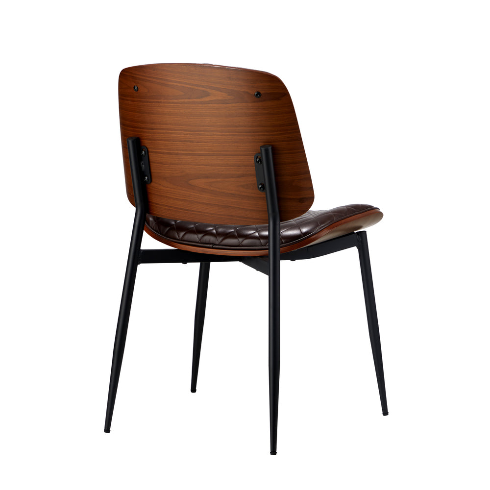 8x Dining Chairs Retro PU Leather Solid Wood Metal Leg