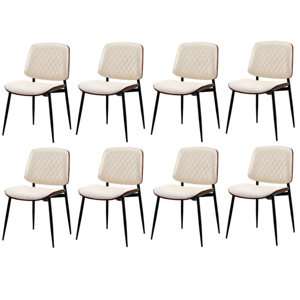8x Dining Chairs Retro PU Leather Solid Wood Metal Leg