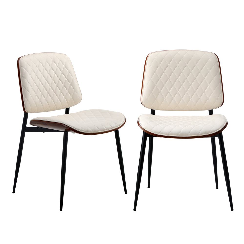 8x Dining Chairs Retro PU Leather Solid Wood Metal Leg