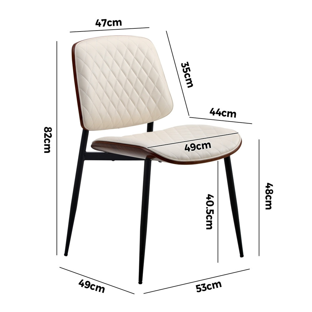 8x Dining Chairs Retro PU Leather Solid Wood Metal Leg