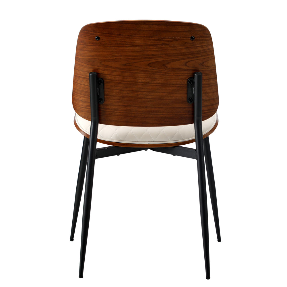 8x Dining Chairs Retro PU Leather Solid Wood Metal Leg
