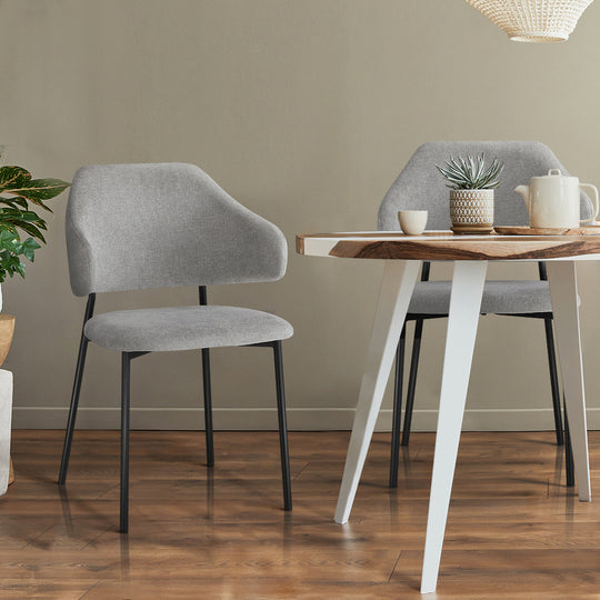 4x Dining Chairs Tub Fabric Grey&Black | Fabric finish