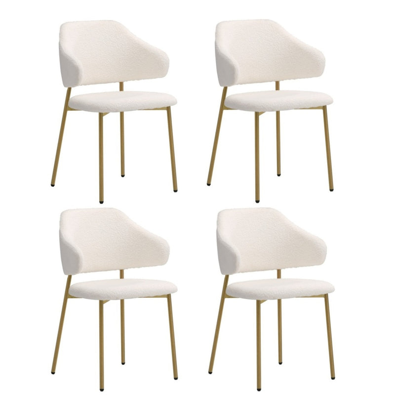 4Pcs/6Pcs Dining Chair Sherpa Gold&White, Dining Chair