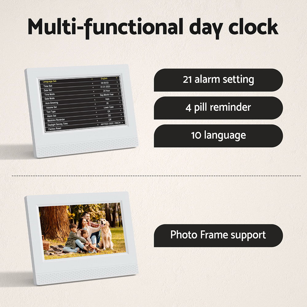 7" Digital Day Clock Calendar Alarm, Clocks - photo 7