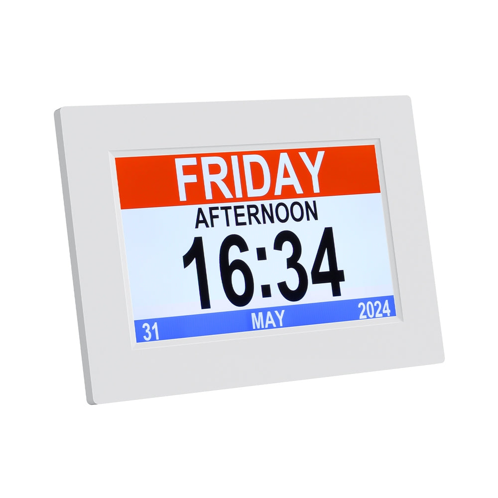 Clocks - 8" Digital Day Clock Calendar Alarm