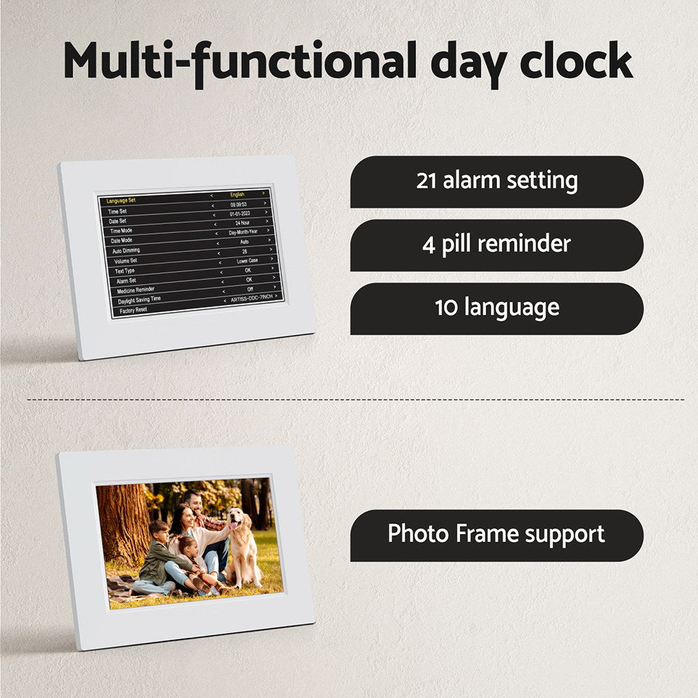 8" Digital Day Clock Calendar Alarm, Clocks - photo 7