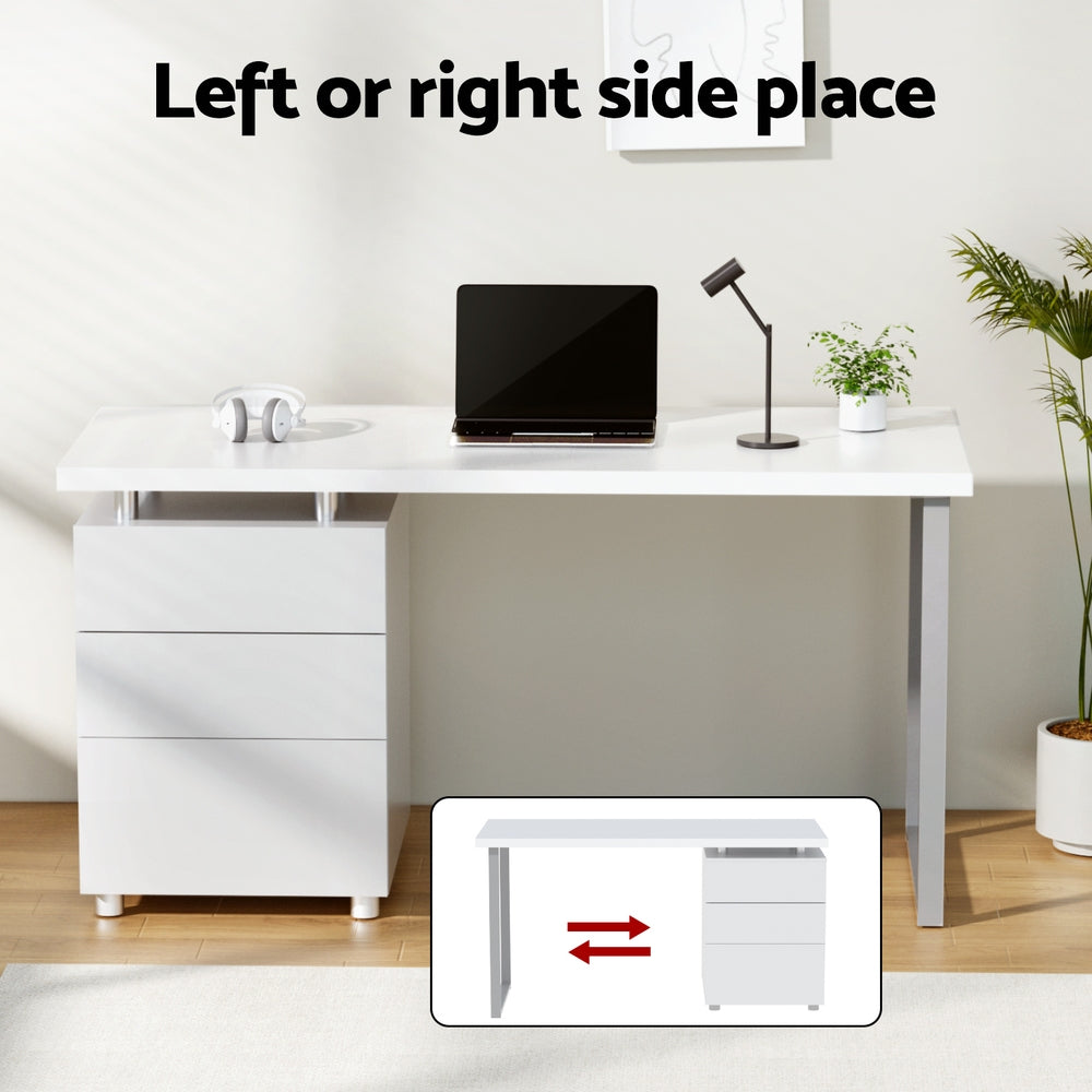 Modern White Computer Desk with Executive Office Chair Set for Home Office