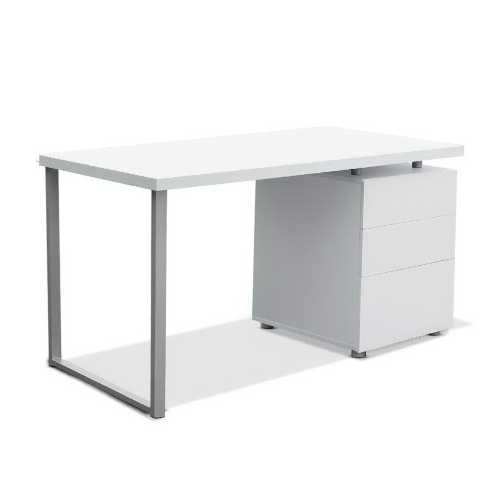 Metal Desk with 3 Drawers - White