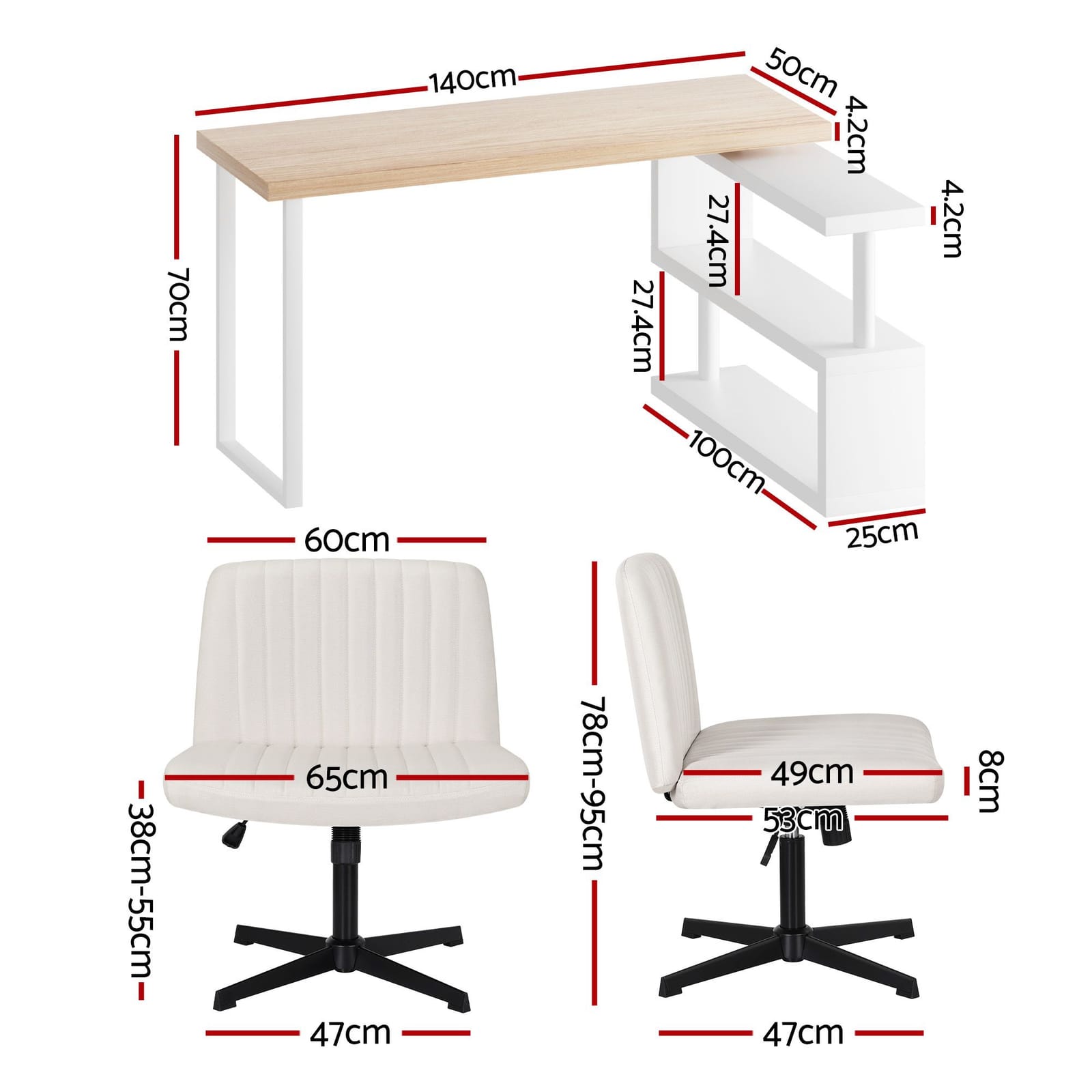 Computer Desk Set 140cm 140x50x74.5cm