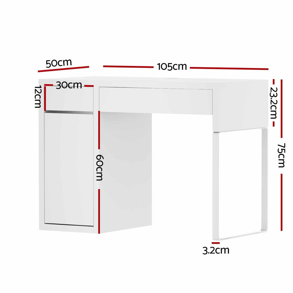 Computer Desk White Drawer Cabinet Storage Study Table Home Office