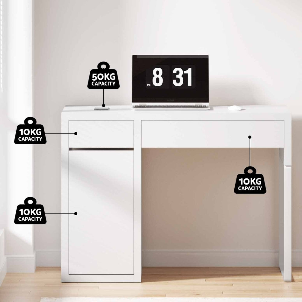 Computer Desk White Drawer Cabinet Storage Study Table Home Office
