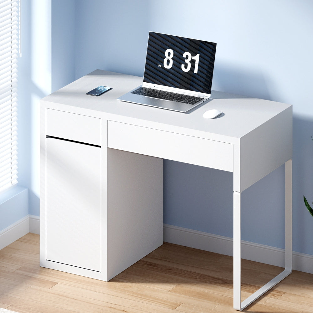Computer Desk White Drawer Cabinet Storage Study Table Home Office
