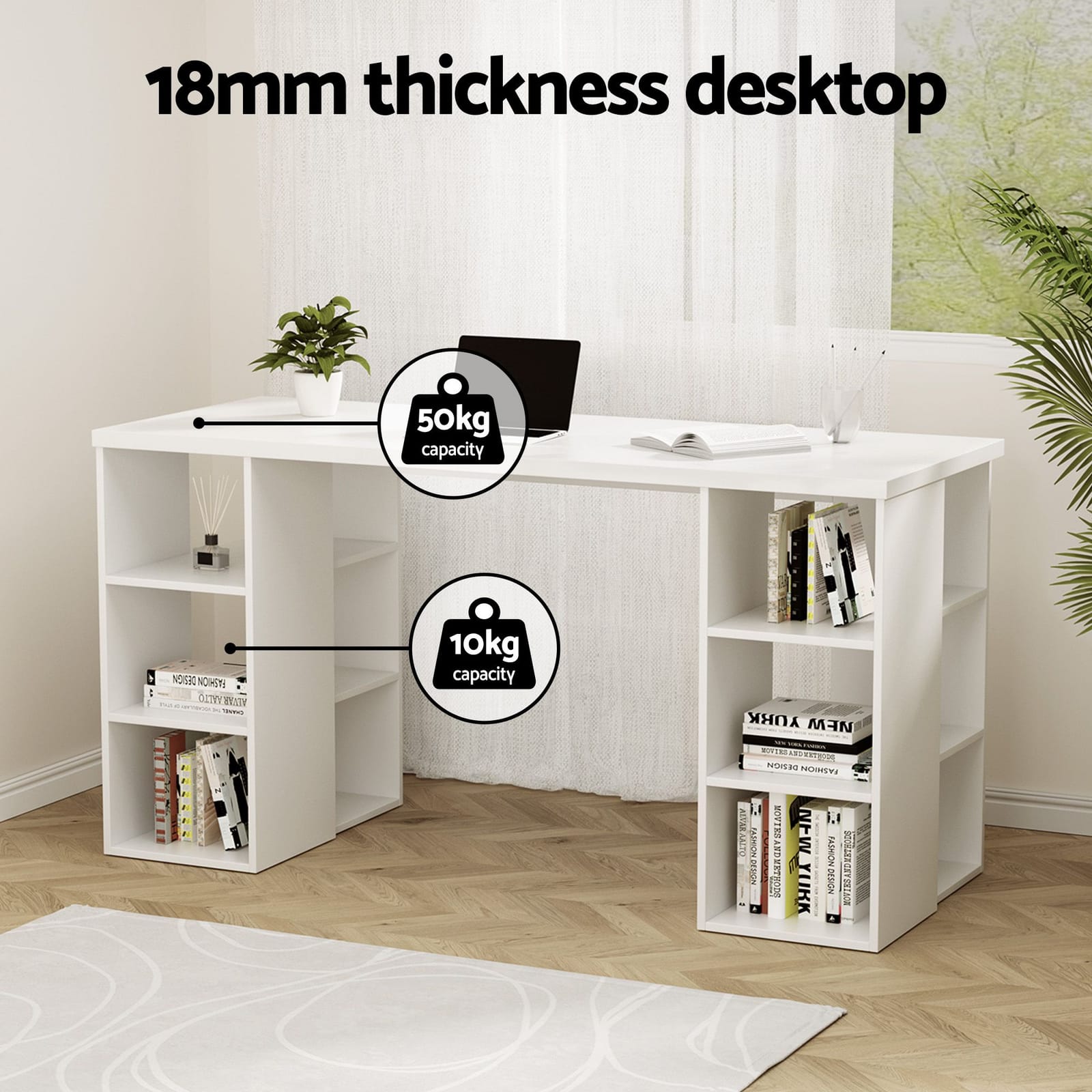 Office Desk Set 150cm White 150x59x75cm