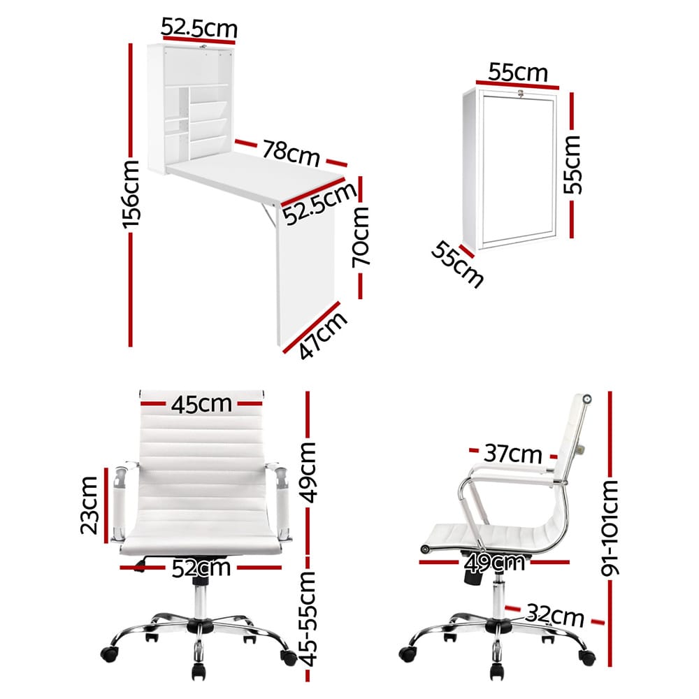 Computer Desk Office Set White 78x52.5x156cm