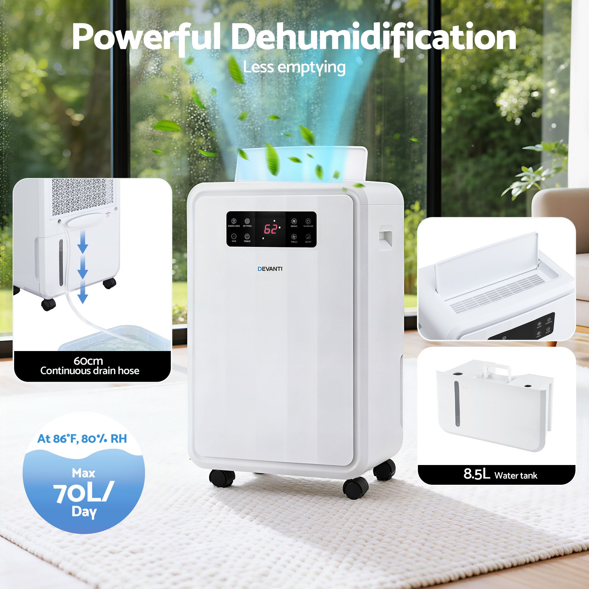 70L Commercial Dehumidifier 8.5L Tank | Simpledeals