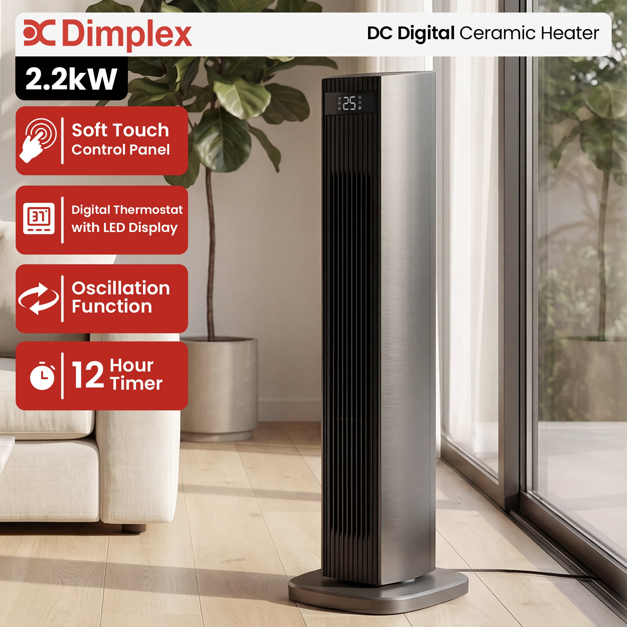 2.2kW Ceramic Oscillating Heater Timer | Simpledeals