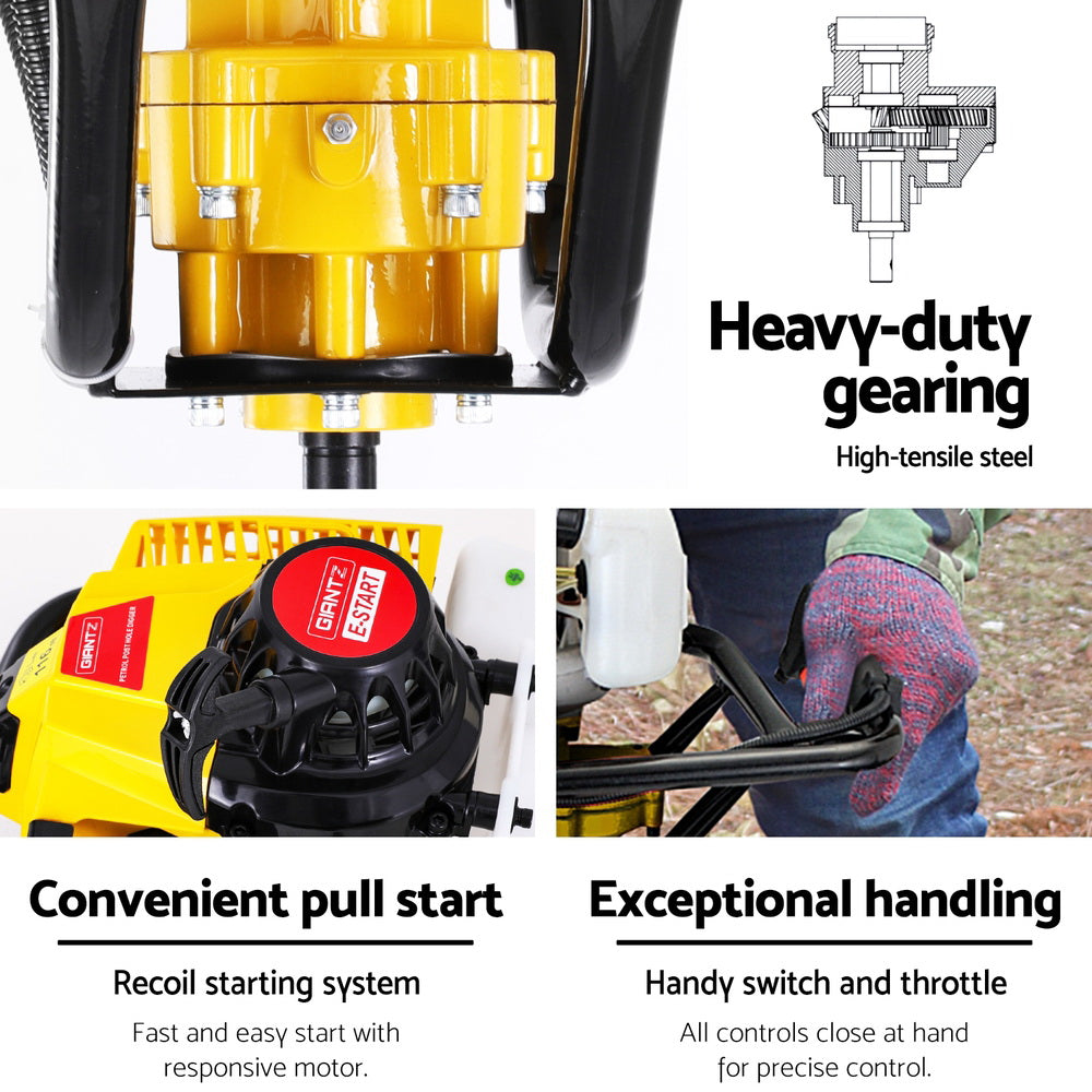 82Cc Post Hole Digger Motor Only Petrol Engine Yellow, Outdoor Power Equipment