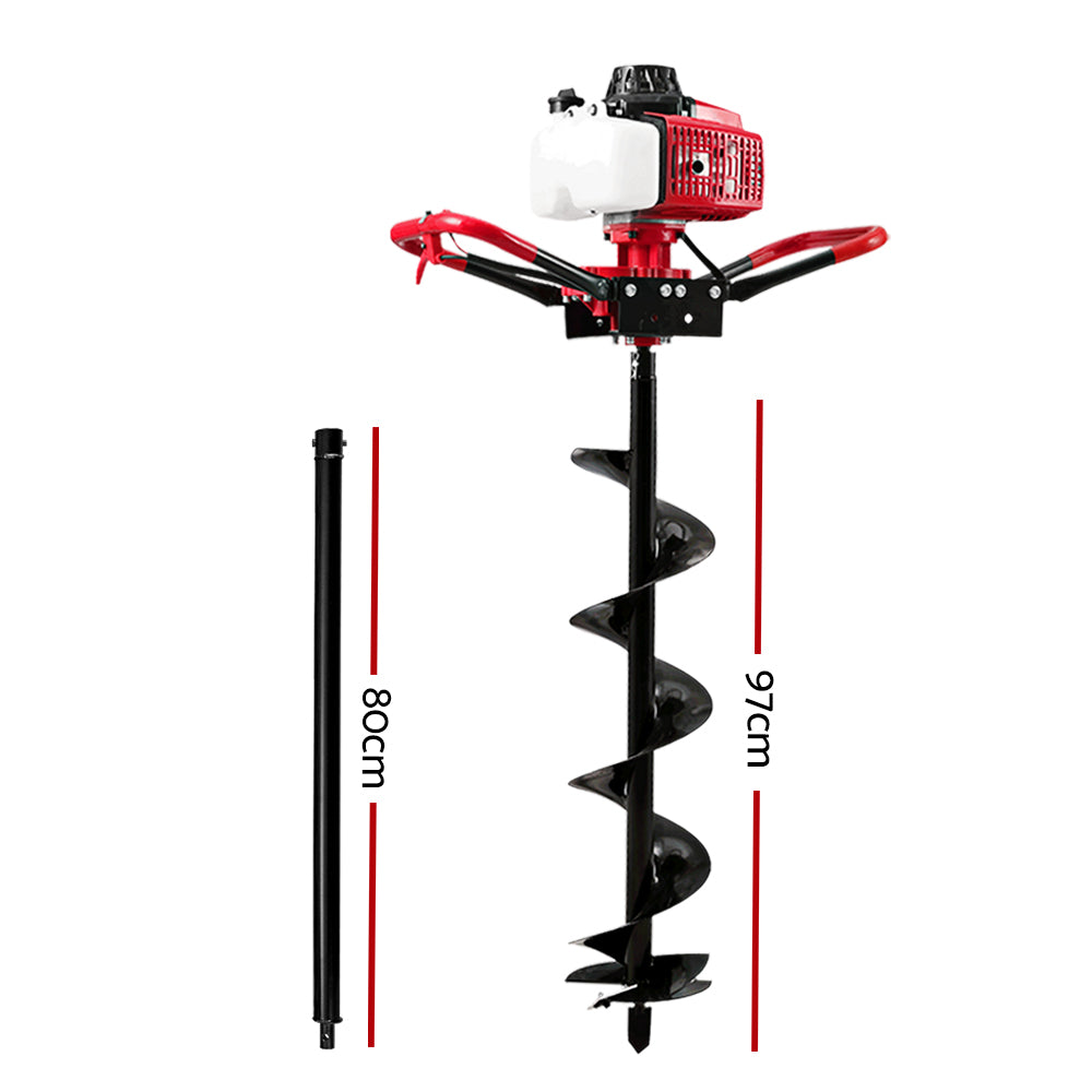 Giantz Post Hole Digger 300mm Petrol Drill Extension Auger Bits