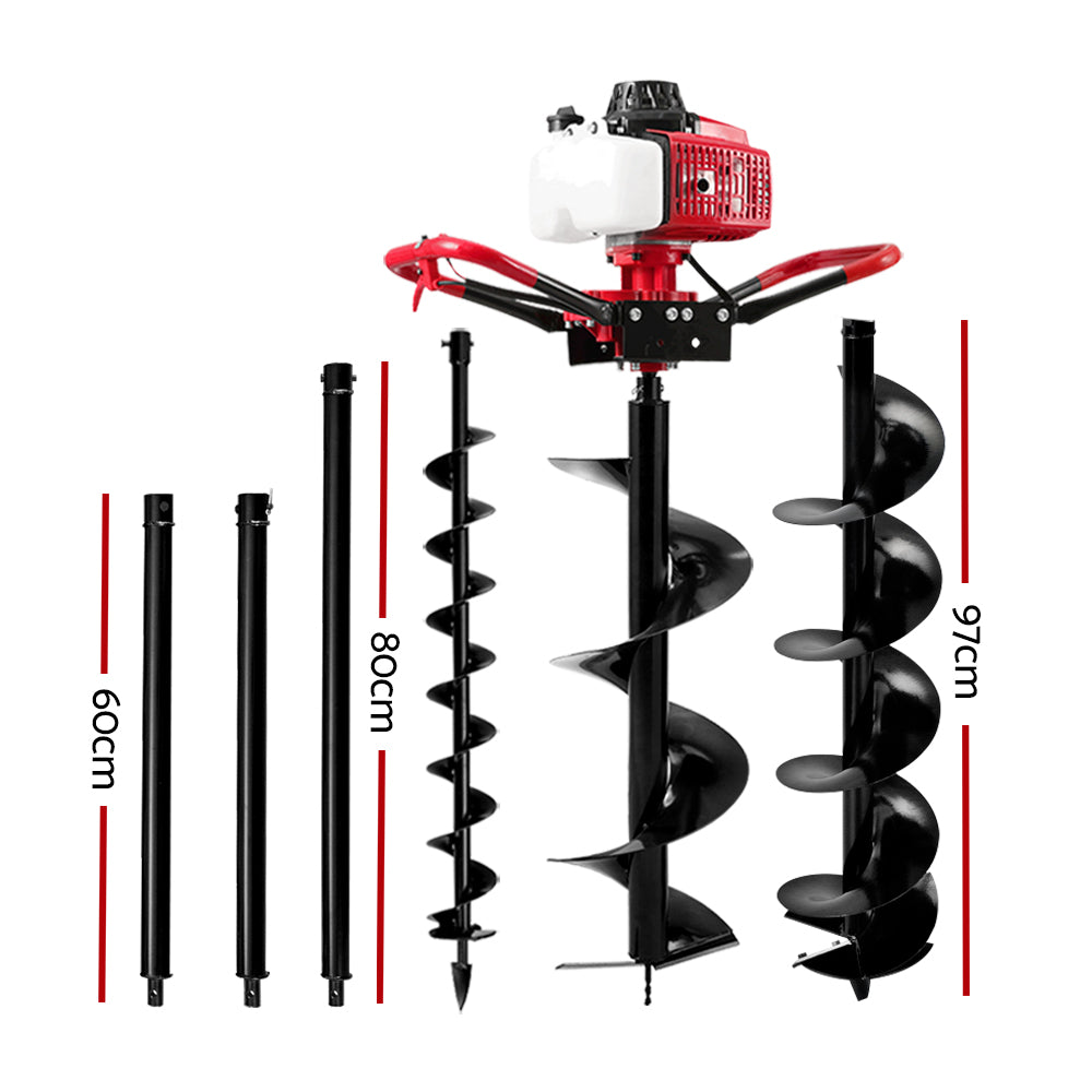 80CC Petrol Post Hole Digger Drill Auger Bit Extension Kit