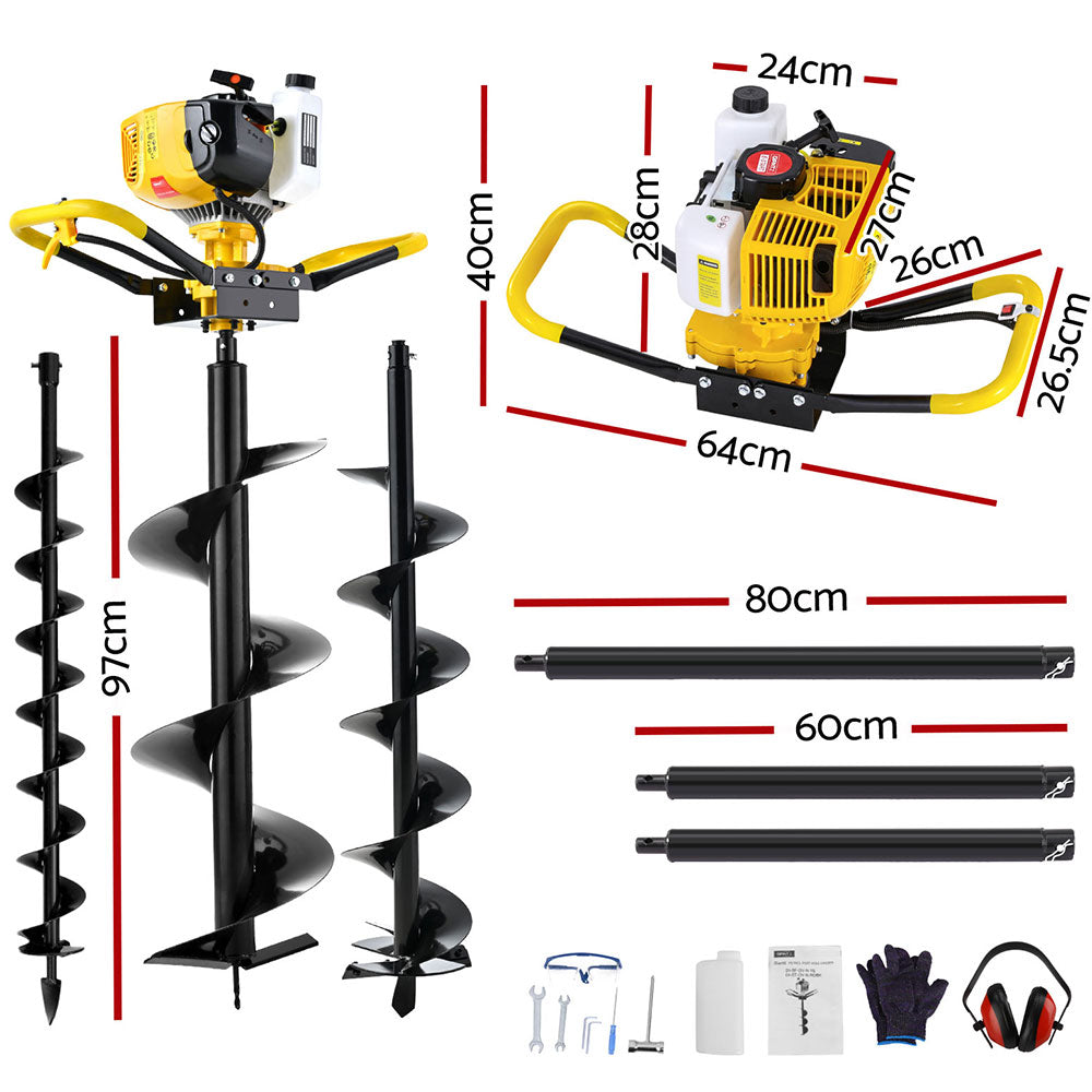 74CC Heavy-Duty Post Hole Digger with Auger Bits | Outdoor Power Equipment