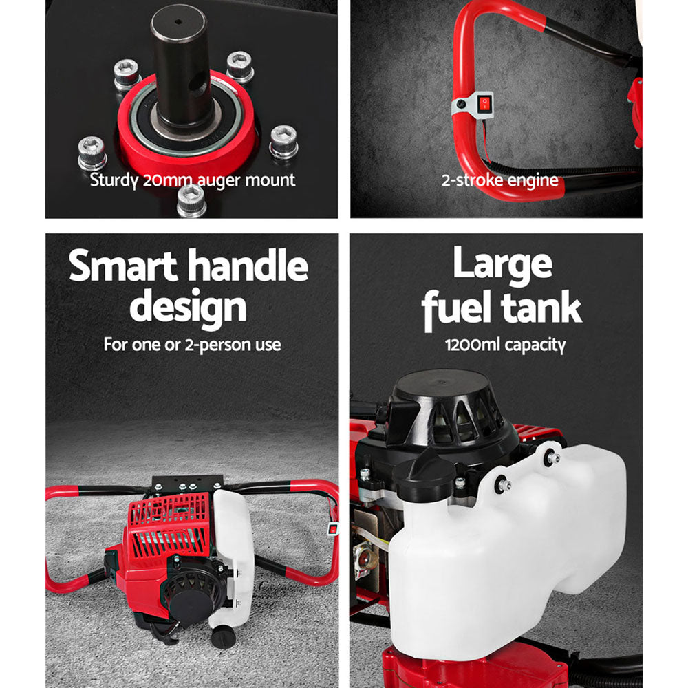 80cc Petrol Post Hole Digger Engine 3kW Motor Heavy Duty Auger Driver
