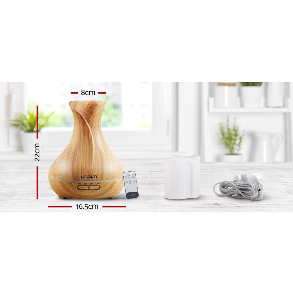 Aroma Diffuser 400ml Wood Grain Essential Oil Ultrasonic Aromatherapy Light