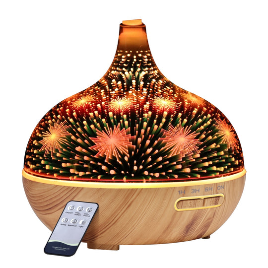 Aroma Diffuser Aromatherapy 3D Glass 400Ml - Devanti Led Night Light