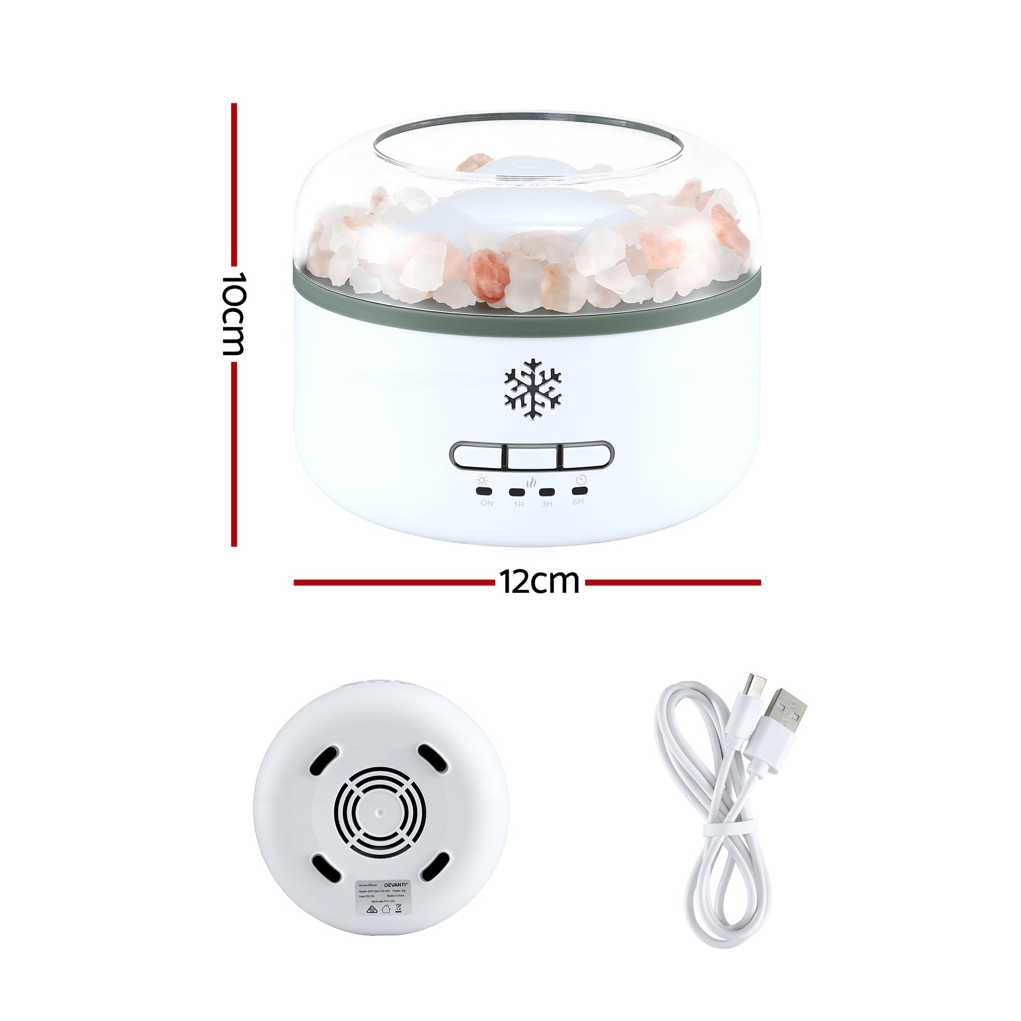 150ml Salt Lamp Aroma Diffuser Ultrasonic Humidifier Purifier LED Light