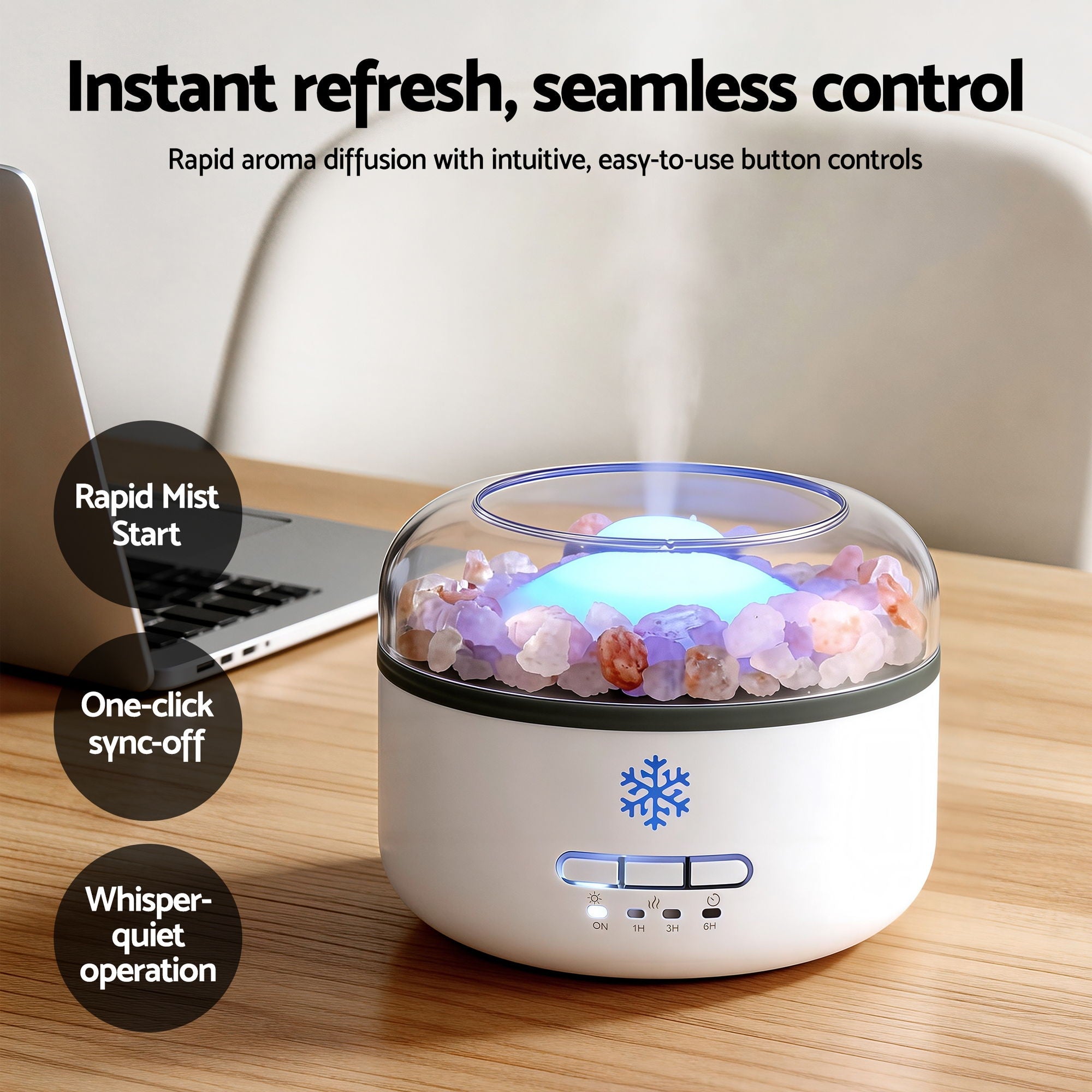 150ml Salt Lamp Aroma Diffuser Ultrasonic Humidifier Purifier LED Light