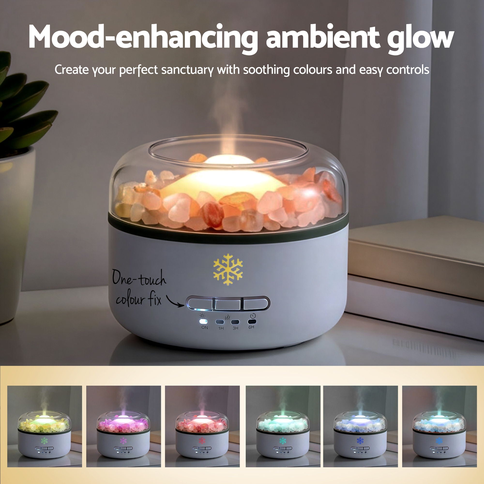 150ml Salt Lamp Aroma Diffuser Ultrasonic Humidifier Purifier LED Light