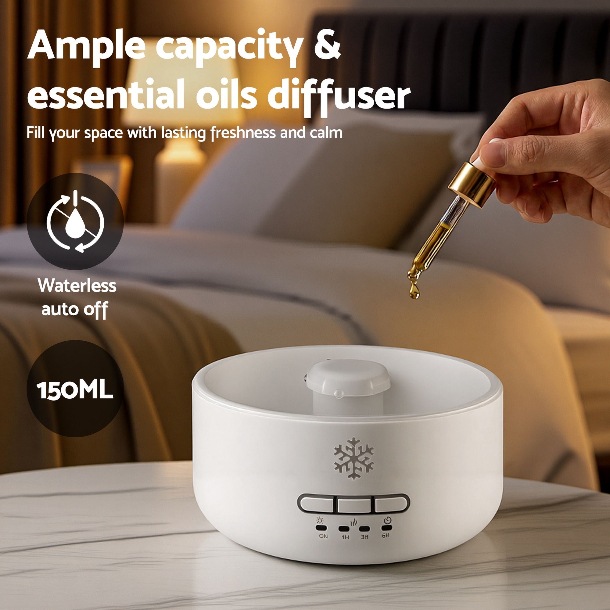 150ml Salt Lamp Aroma Diffuser Ultrasonic Humidifier Purifier LED Light