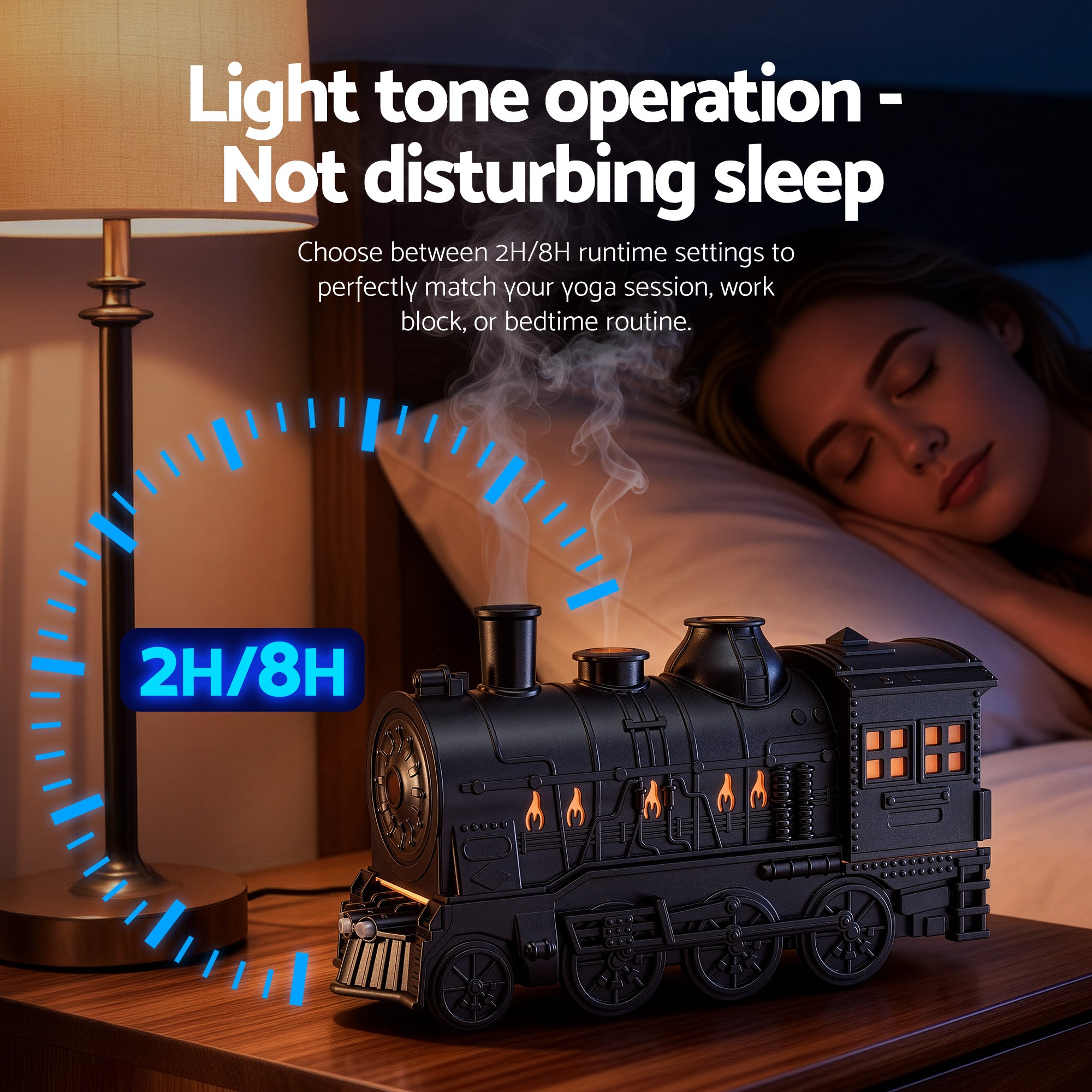 Train Aroma Diffuser 300ml Essential Oil Humidifier with Smoke Ring LED Timer