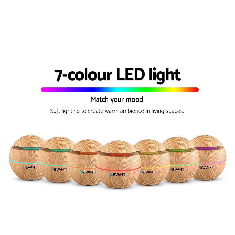 130ml Aroma Diffuser Aromatherapy Light Wood Ultrasonic Mist Humidifier