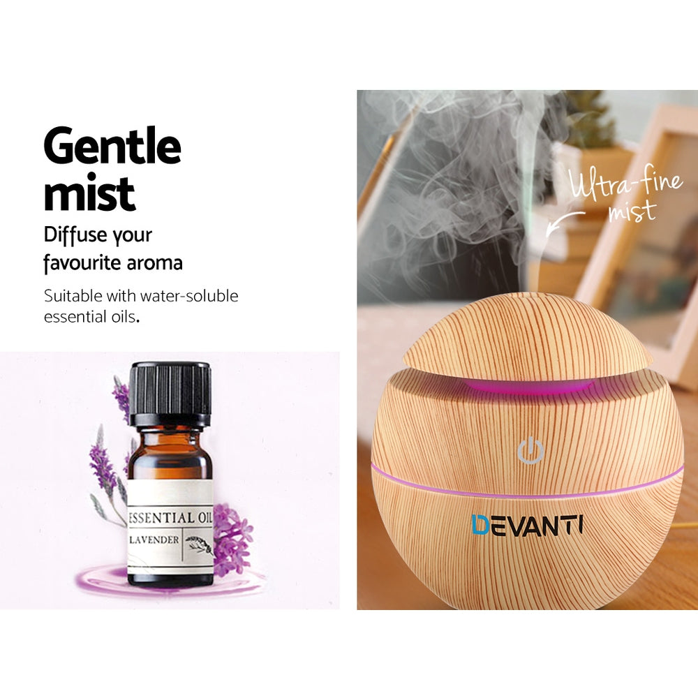 130ml Aroma Diffuser Aromatherapy Light Wood Ultrasonic Mist Humidifier