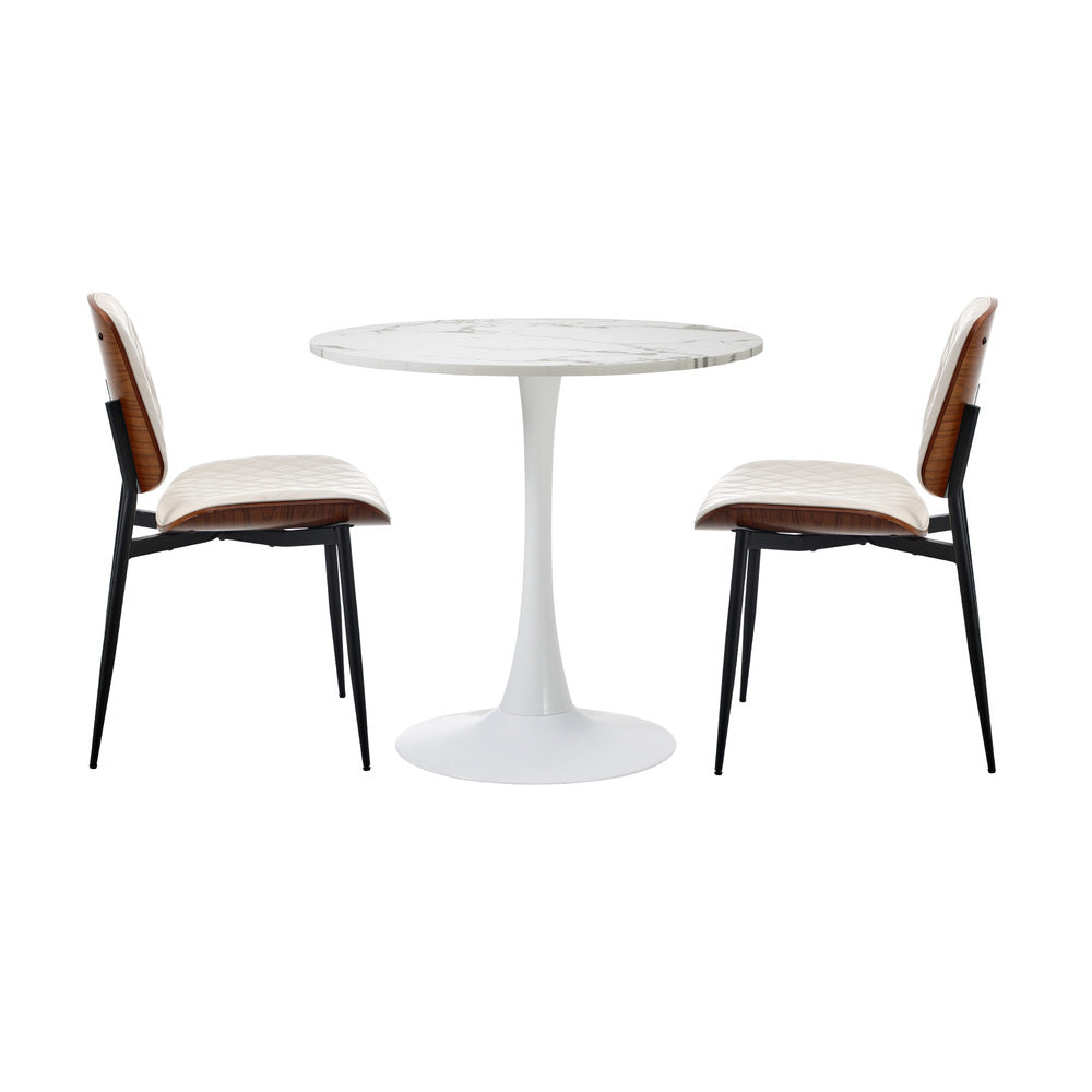 White dining table, side view
