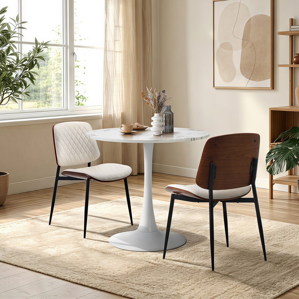 White dining table, detail