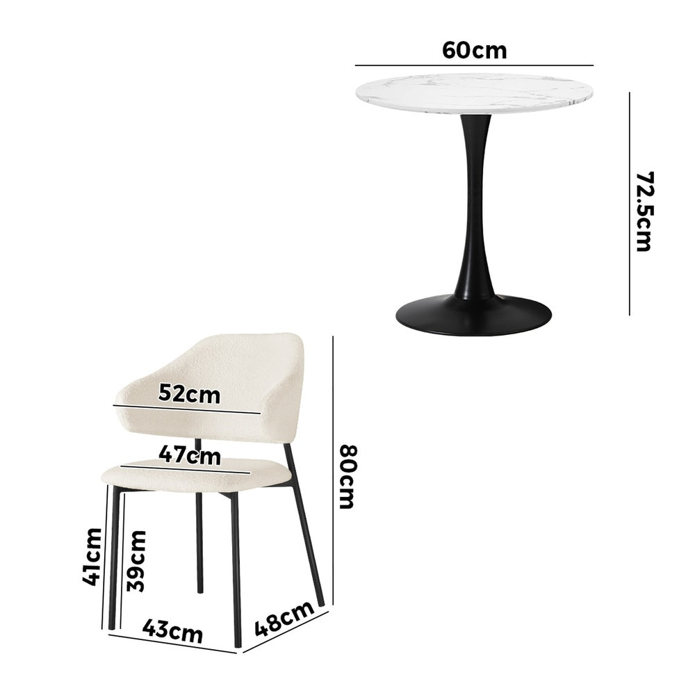 Dining Set Round Table 52x48x80cm