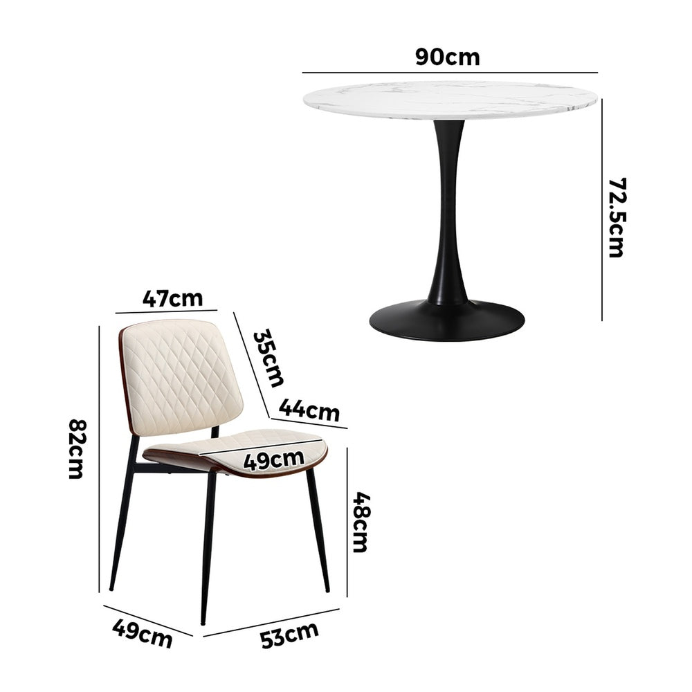 Dining Table Set White 90cm
