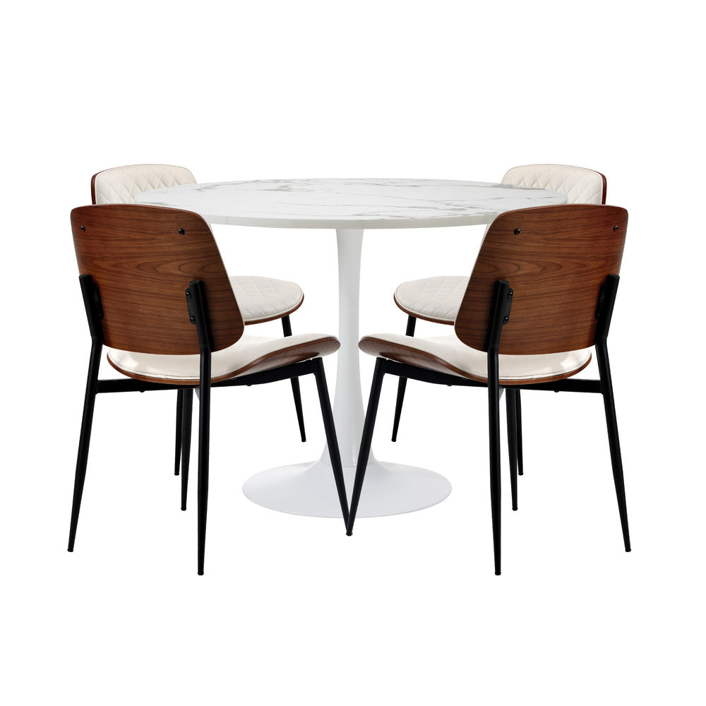 White dining table, side view