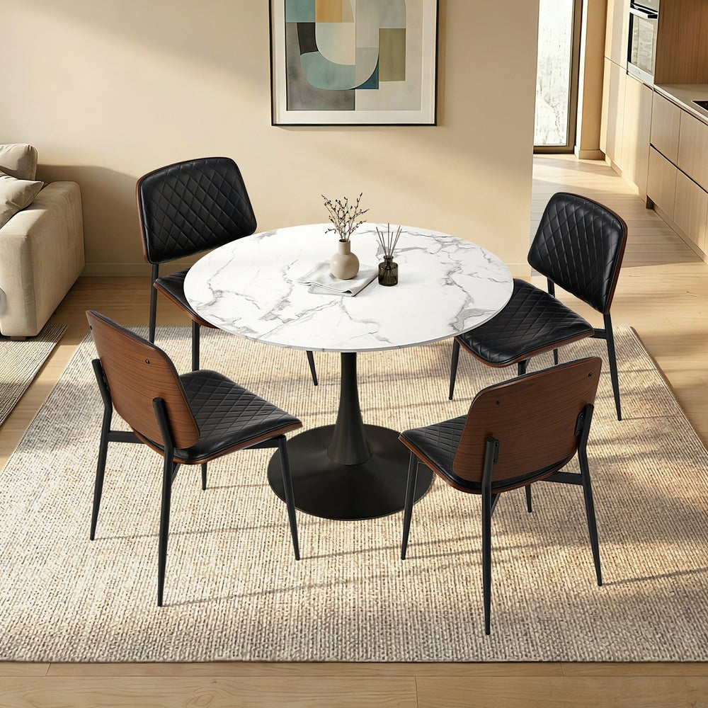 4 Seater Dining Set 90cm PU Leather Chairs | Simpledeals