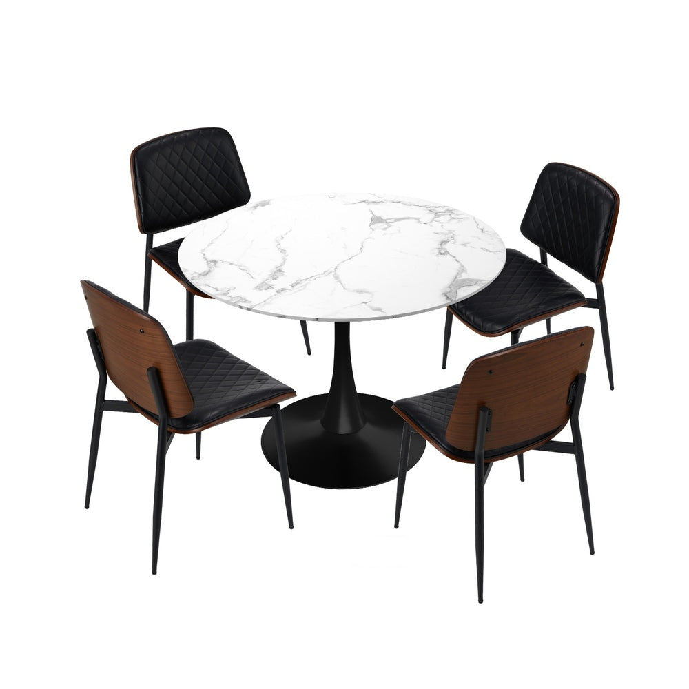 4 Seater Dining Set 90cm PU Leather Chairs | Simpledeals