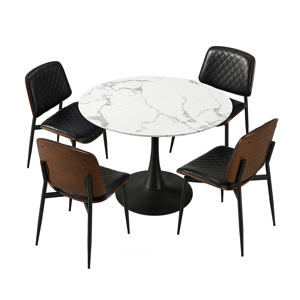 4 Seater Dining Set 90cm PU Leather Chairs | Simpledeals